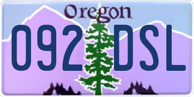 OR license plate 092DSL