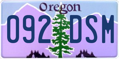 OR license plate 092DSM