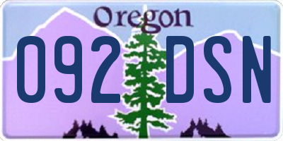 OR license plate 092DSN