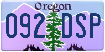 OR license plate 092DSP