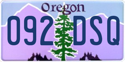 OR license plate 092DSQ