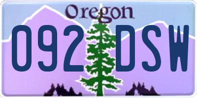 OR license plate 092DSW