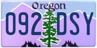 OR license plate 092DSY