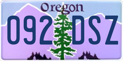 OR license plate 092DSZ