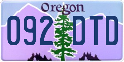 OR license plate 092DTD