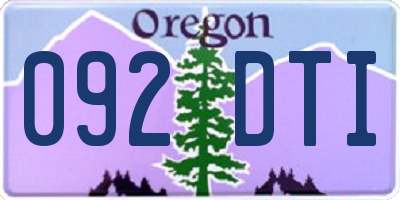 OR license plate 092DTI