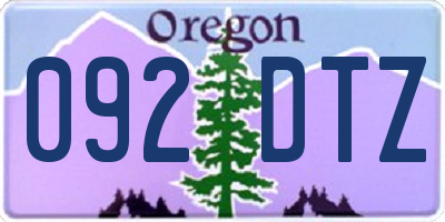OR license plate 092DTZ