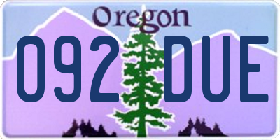 OR license plate 092DUE