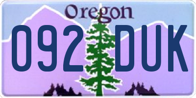 OR license plate 092DUK
