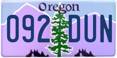 OR license plate 092DUN
