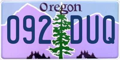 OR license plate 092DUQ