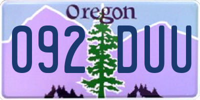 OR license plate 092DUU