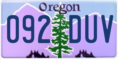 OR license plate 092DUV