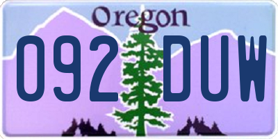 OR license plate 092DUW