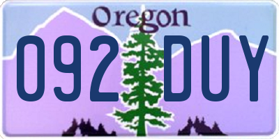 OR license plate 092DUY