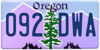OR license plate 092DWA