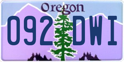 OR license plate 092DWI