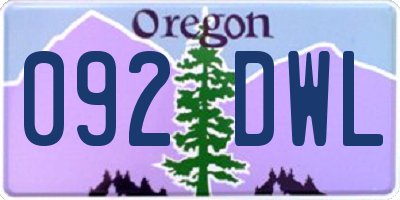 OR license plate 092DWL