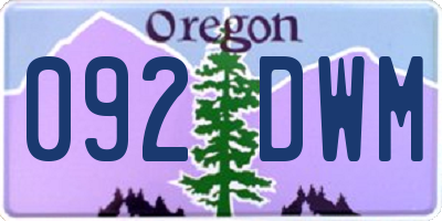OR license plate 092DWM