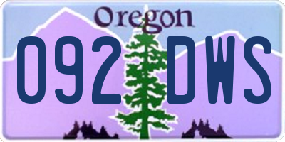 OR license plate 092DWS
