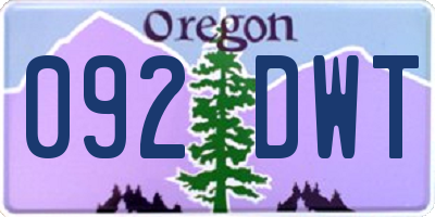 OR license plate 092DWT