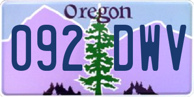 OR license plate 092DWV