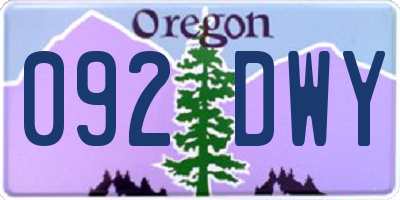OR license plate 092DWY