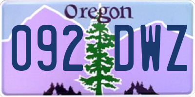 OR license plate 092DWZ