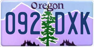 OR license plate 092DXK