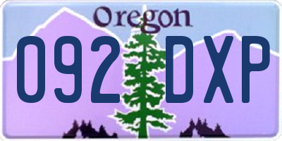 OR license plate 092DXP