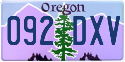 OR license plate 092DXV