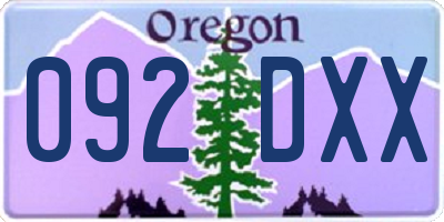 OR license plate 092DXX