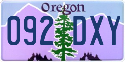 OR license plate 092DXY