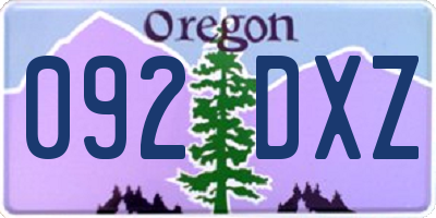 OR license plate 092DXZ