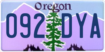 OR license plate 092DYA