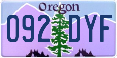 OR license plate 092DYF