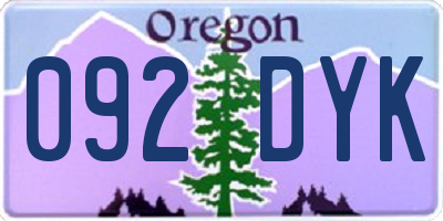 OR license plate 092DYK