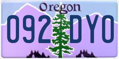 OR license plate 092DYO