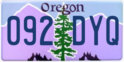 OR license plate 092DYQ
