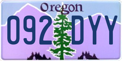 OR license plate 092DYY