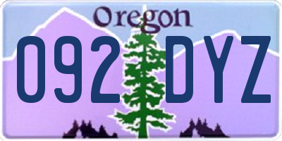 OR license plate 092DYZ