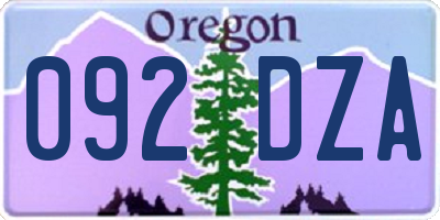 OR license plate 092DZA