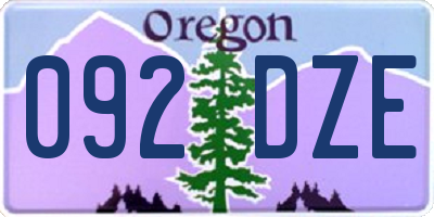 OR license plate 092DZE