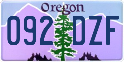 OR license plate 092DZF