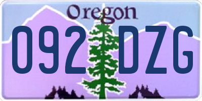 OR license plate 092DZG