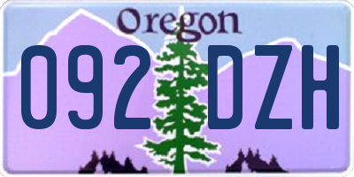 OR license plate 092DZH