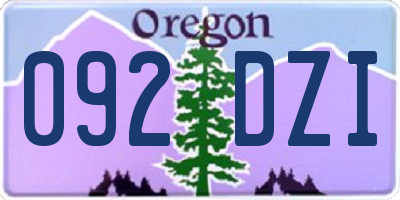 OR license plate 092DZI