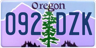 OR license plate 092DZK