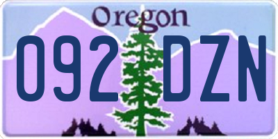 OR license plate 092DZN