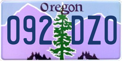 OR license plate 092DZO